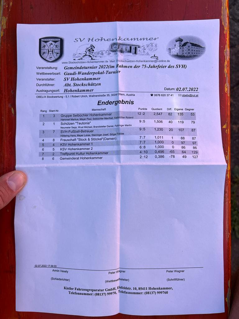 Stockschützen-Gemeinde-Turnier 2022